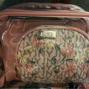 Jones New York Pink Floral Cosmetic Bag Set
